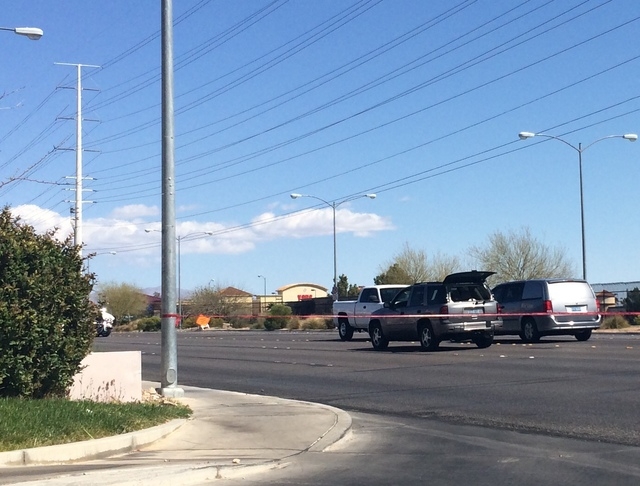 One person died in a single-vehicle rollover on southbound Durango Drive, south of Desert Inn Road, on Saturday. (Stephanie Grimes/Las Vegas Review-Journal)