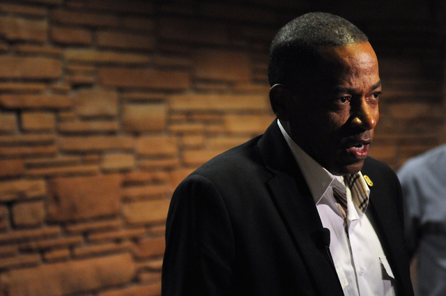 Clark County Commissioner Lawrence Weekly is interviewed following a public meeting on a new ordinance that would allow dispensaries for medical marijuana in Clark County at the Clark County Gover ...