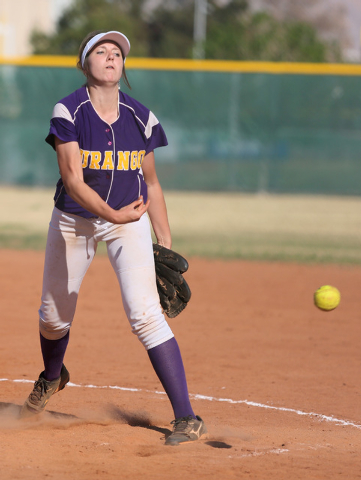 Durango's Dallas Boyce delivers a pitch in the Trailblazers' 7-0 loss at Rancho on Monday. Boyce had nine strikeouts. (Ronda Churchill/Las Vegas Review-Journal)