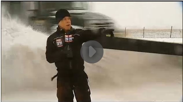 WTXF-TV’s Steve Keeley was hit with a wall of snow during a broadcast. (Credit: WTXF-TV, myfoxphilly.com)