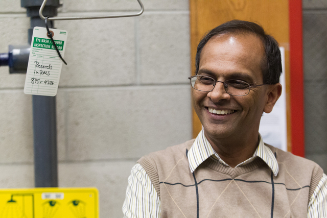 College of Engineering Dean Rama Venkat talks in a lab at the Thomas Beam Engineering Complex on the campus of the University of Nevada, Las Vegas on Monday, March 24, 2014. UNLV is slated to laun ...