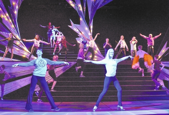 Cast members from "Jubilee!" dance during a rehearsal at the Jubilee Theater in Bally's hotel-casino at 3645 Las Vegas Blvd., South, in Las Vegas on Thursday, March 6, 2014. (Bill Hughes/Las Vegas ...