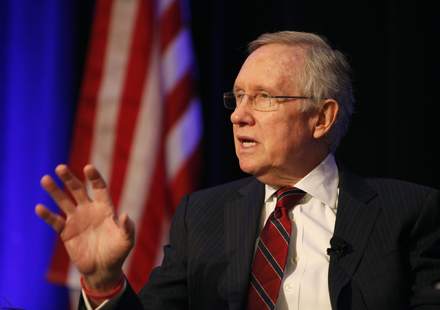 U.S. Sen. Harry Reid, D-Nev., speaks at the Las Vegas Review-Journal's Hashtags & Headlines event at Paris Hotel & Casino in Las Vegas on Thursday. (John Locher/Las Vegas Review-Journal)