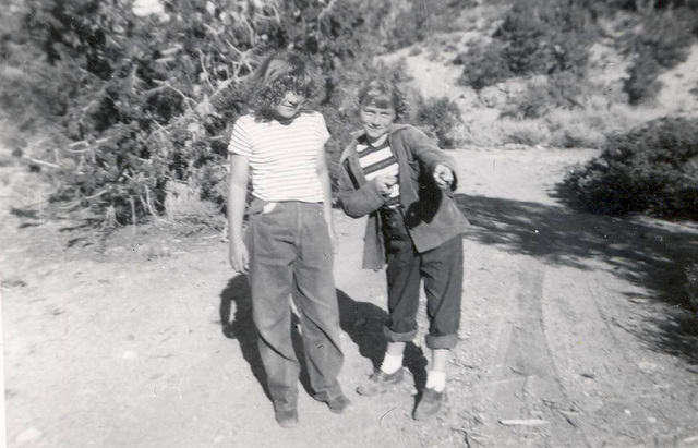 Terri Robertson, right, and her sister, Sophia, on one of their trips into the desert with their family in the 1950s. (Courtesy Terri Robertson)