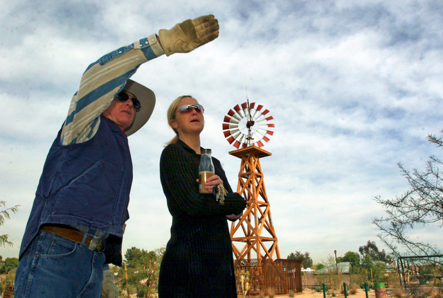 Don Bamberry, left, talks with Suzanne Eitelberg at the Western Trails Horse Park on Friday, Dec. 30, 2005. Bamberry has been recognized by the Clark County Board of Commissioners for the creation ...