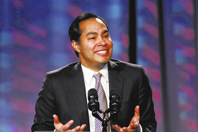 In this Jan. 23, 2014, file photo, San Antonio Mayor Julian Castro speaks about President Barack Obama's signature health care law at the Families USAs 19th Annual Health Action Conference in Wash ...