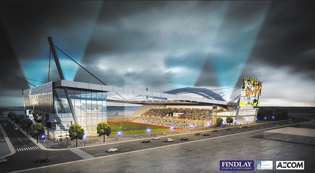 Artist's Rendering of a state-of-the-art stadium designed specifically for Major League Soccer (MLS). The new MLS stadium would be home to a Las Vegas-based MLS franchise and would be located in ...