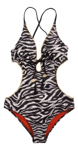 Zebra-print one-piece suit with high leg holes. $34 at H&M. (Courtesy H&M)