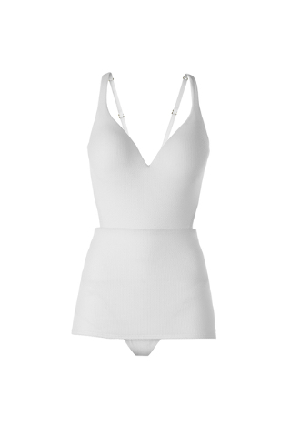 Retro all-white one-piece suit with swim skirt design. $42 at H&M. (Courtesy H&M)