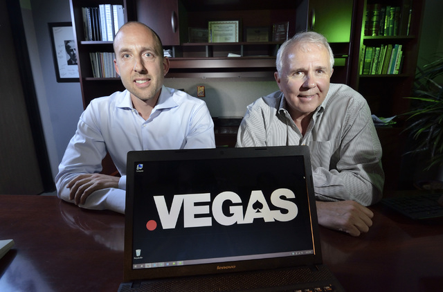 Dusty Trevino, left, is the chief operating and financial officer for Dot Vegas Inc. and his father, Jim Trevino is the president and CEO. (Bill Hughes/Las Vegas Review-Journal)