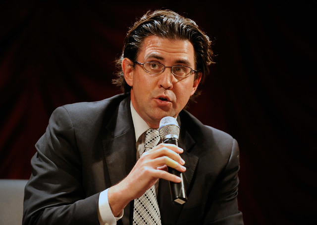 Jeremy Aguero, principal analyst with Applied Analysis speaks during the monthly Hashtags & Headlines luncheon at the Texas Station on Monday, May 19, 2014. (David Becker/Las Vegas Review-Journal)