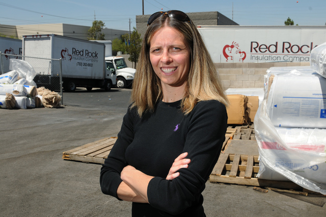 Rebecca Merrihew, co-owner of Red Rock Insulation in Las Vegas, poses for a portrait at their warehouse Friday, May 9, 2014. (Erik Verduzco/Las Vegas Review-Journal)