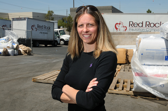 Rebecca Merrihew, co-owner of Red Rock Insulation in Las Vegas, poses for a portrait at their warehouse Friday, May 9, 2014. (Erik Verduzco/Las Vegas Review-Journal)