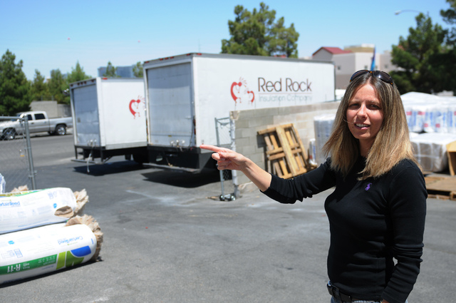 Rebecca Merrihew, co-owner of Red Rock Insulation in Las Vegas, gives a tour of their warehouse Friday, May 9, 2014. (Erik Verduzco/Las Vegas Review-Journal)