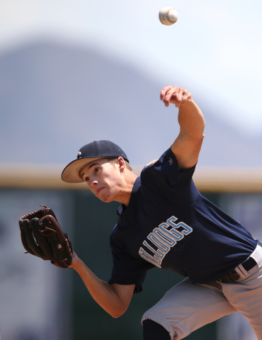 Centennial's Zachary Dixon pitches against Liberty in the Division I state championship game on Saturday. Liberty defeated Centennial 5-3 to win the title. (Cathleen Allison/Special to the Review- ...