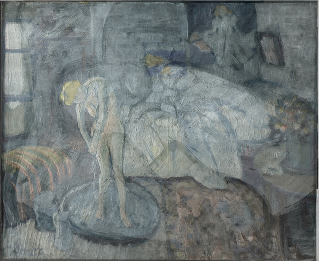 This undated handout image provided by The Phillips Collection shows the overlay of Picassos The Blue Room, painted in 1901. Scientists and art experts have found a hidden painting beneath the pai ...