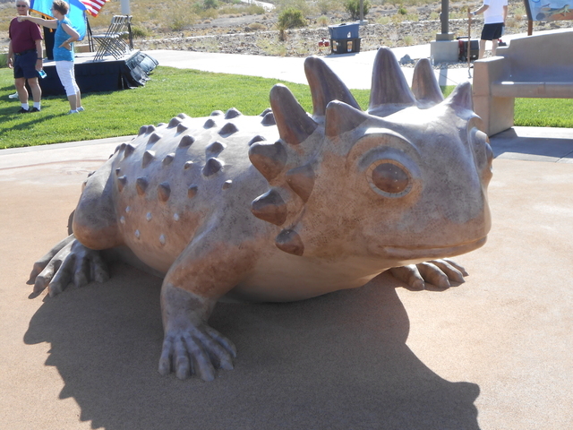 Mountain Lake Park is decorated with giant statues of various reptiles native to the Mojave Desert. The city of Henderson recently completed the park and hosted a grand opening ceremony. (Michael ...