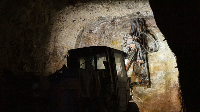 Bolter operator installing ground support in an underground heading. (Courtesy Barrick Gold of North America)