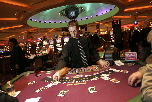 Blackjack dealer Johnny Dellerba works a table at the Hard Rock hotel and casino Wednesday, Jan. 31, 2007, in Las Vegas. (JOHN GURZINSKI/LAS VEGAS REVIEW -JOURNAL)