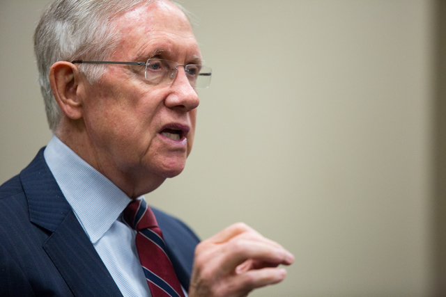 U.S. Sen. Harry Reid, in a Senate speech on Wednesday, defended the swapping of Taliban detainees for the return Army Sgt. Bowe Bergdahl, held by captors in Afghanistan. (Samantha Clemens-Kerbs/La ...