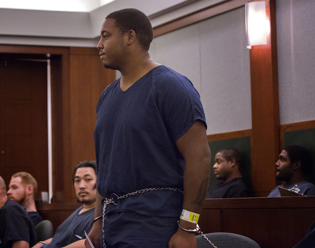 Preston Emerson, 20, appears at Regional Justice Center on Thursday, June 5, 2014. He is charged murder with a deadly weapon, three counts of attempted murder with a deadly weapon and three counts ...