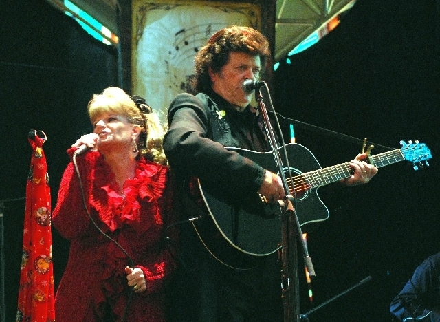 Las Vegas resident Jimmie Ray Cantrell and his wife, Cyndi, are seen performing their Johnny Cash tribute show. The couple plan to present “Black Train, a Tribute to Johnny Cash, Trains, America ...