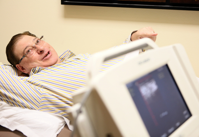 Patient Rick Carter, 69, speaks highly of Dr. Kenneth Shah, who is treating Carter for vascular disease, during an appointment at Vascular Institute of Southern Nevada Tuesday, May 13, 2014, in He ...