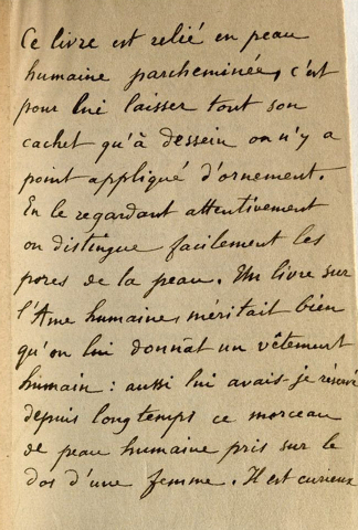 The first part of a manuscript inside "Des destinées de l'ame" is pictured here. (Courtesy Harvard Law School)