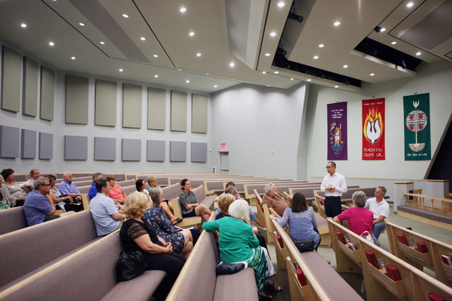 A Nevadans for the Common Good meeting takes place at Desert Springs United Methodist Church, located at 120 N. Pavilion Center Drive, Sunday, June 1, 2014, in Las Vegas. Nevadans for the Common G ...