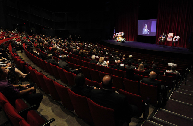 Hundreds of people attend the memorial service for the late Jim Rogers at Ham Concert Hall at UNLV in Las Vegas on Saturday, June 21, 2014. (Jason Bean/Las Vegas Review-Journal)