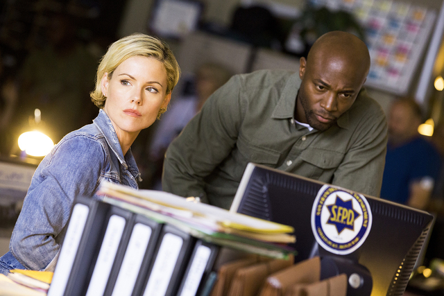 Kathleen Robertson and Taye Diggs in the pilot of "Murder in the First." (Trae Patton/TNT)