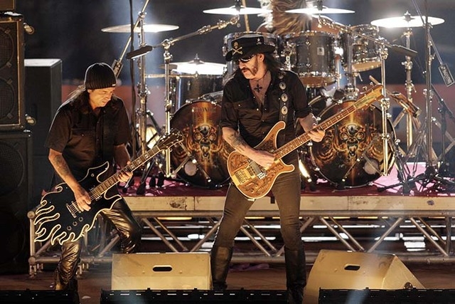 Rock band Motorhead performs during the show program of the the "TV total Stock Car Crash Challenge 2006" celebrities race at the Veltins-Arena in Gelsenkirchen, western Germany. (AP Photo/Martin  ...