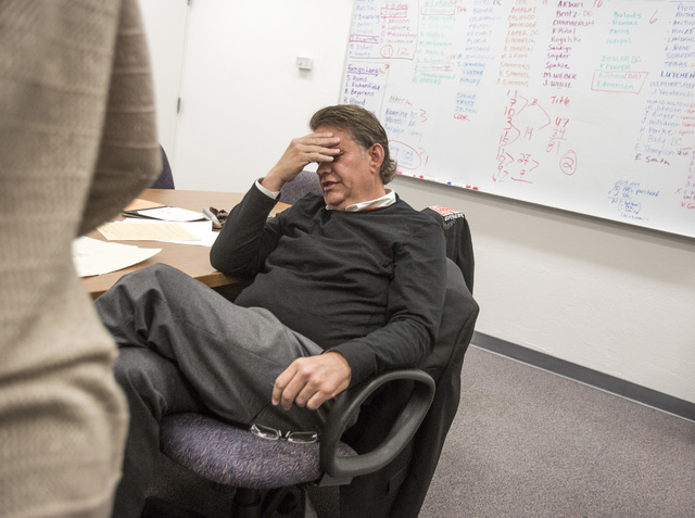 Chaparral High School principal Dave Wilson sits in his office after viewing James "Bubba" Dukes proficiency scores on Thursday, April 3, 2014. Dukes will not be graduating from high sch ...