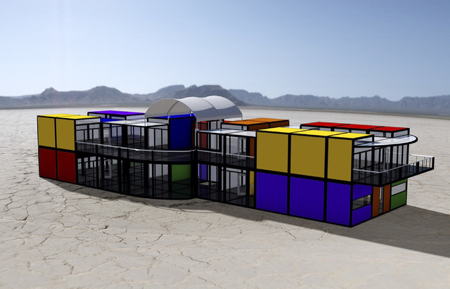 Artist's rendering of the mini container park proposed by the World Famous Gold & Silver Pawn Shop in downtown Las Vegas. Submitted Thursday July 17, 2014. (Courtesy  World Famous Gold & Silver Pa ...