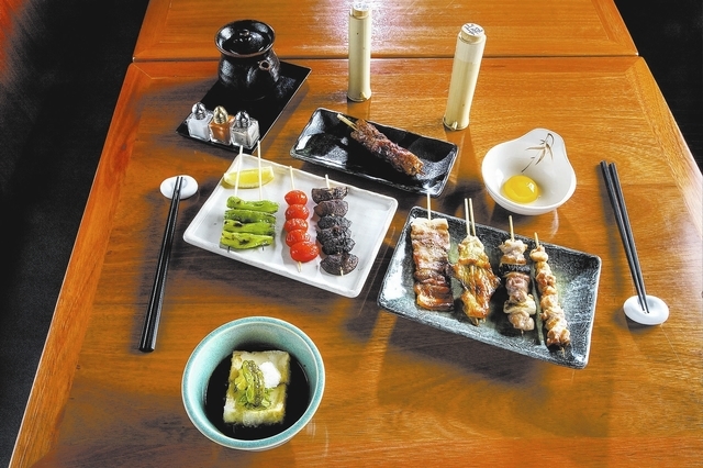 The Kushi-Mori dinner is displayed at the Kyara Japanese Tapas (Naked Fish's Sushi & Grill) restaurant located at 6555 S. Jones Blvd., in Las Vegas on Saturday, Sept. 29, 2012. (Jeferson Applegate ...