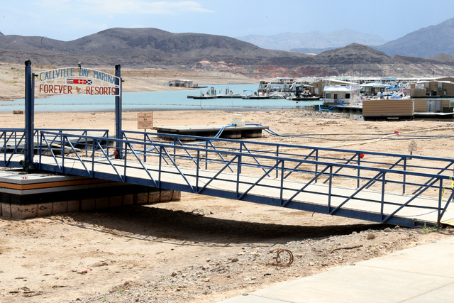 The former entry to Callville Bay Marina sits beached after the marina was moved to accommodate near record low water levels at Lake Mead. Thursday, July 10, 2014 (Michael Quine/Las Vegas Review-J ...