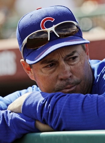 Chicago Cubs' Greg Maddux during a spring training baseball game in Scottsdale, Ariz.  Tuesday, March 1, 2011. (AP Photo/Marcio Jose Sanchez)