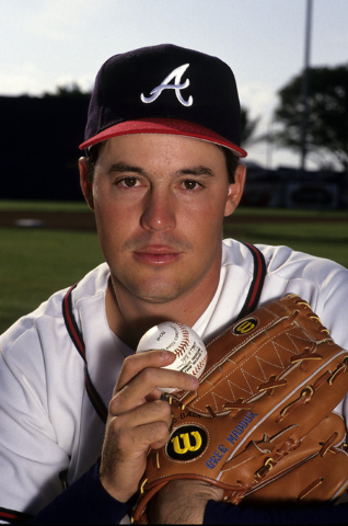 Atlanta Braves pitcher Greg Maddux pose for a portrait on March 14,1994.  (AP Photo/Tom DiPace)