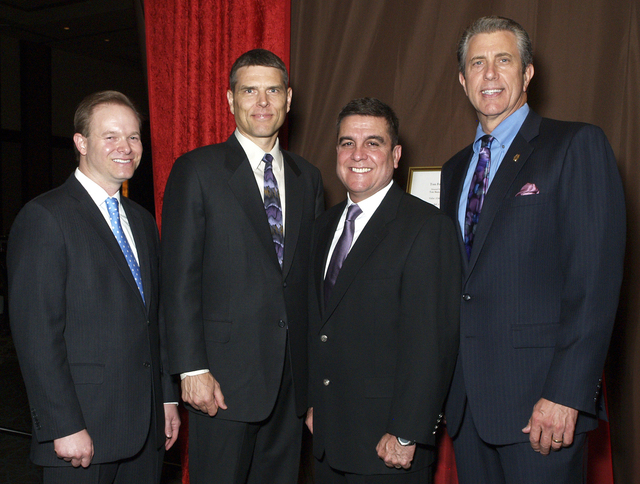 Keith Brill, from left, Col. James Sperl, Col. Guillermo Tellez and Michael Edwards (Marian Umhoefer/Las Vegas Review-Journal)