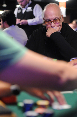 Poker player Rene Angelil competes during the 2014 World Series of Poker event at the Rio Convention Center in Las Vegas Saturday, July 5, 2014. (Erik Verduzco/Las Vegas Review-Journal)