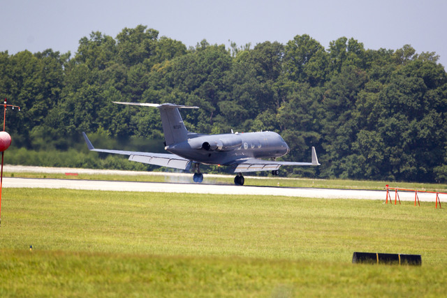 A private plane arrives at Dobbins Air Reserve Base transporting Nancy Writebol, the second American missionary stricken with Ebola, Tuesday, Aug.  5, 2014, in Marietta, Ga. Writebol was admitted  ...