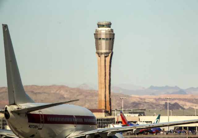 The FAA tower  as seen  Wednesday, Aug, 6, 2014 under construction at McCarran International Airport. FAA has confirmed that a subcontractor has improperly installed a substance designed to preven ...