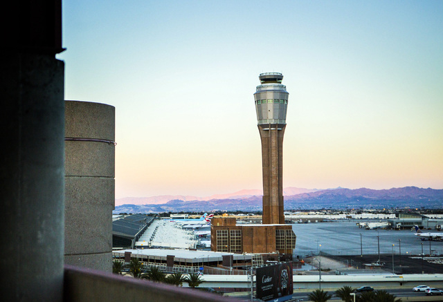 The FAA tower  as seen  Wednesday, Aug, 6, 2014 under construction at McCarran International Airport. FAA has confirmed that a subcontractor has improperly installed a substance designed to preven ...