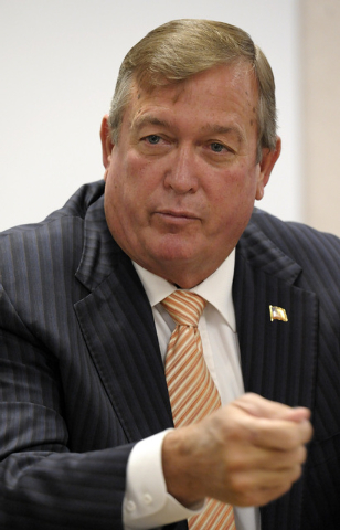 Cresent Hardy, candidate for Congress, District 4, speaks with the Review-Journal editorial board on Thursday Aug. 7, 2014. (Mark Damon/Las Vegas Review-Journal)
