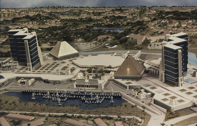 (UNLV Special Collections) In September 1988, Pharaoh’s Kingdom was announced as a 710-acre project east of Las Vegas Boulevard at Pebble Road. The $1.6 billion proposed project called for ...
