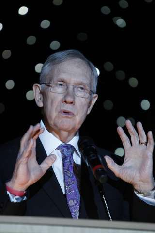 U.S. Sen. Harry Reid, D-Nev., speaks during the Asian Chamber of Commerce's monthly lunch at the Gold Coast casino-hotel in Las Vegas Thursday, Aug. 21, 2014. (Erik Verduzco/Las vegas Review-Journal)