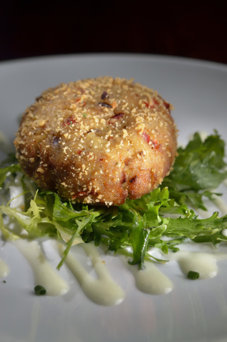 The Chesapeake Bay Crab Cake is shown at GameWorks at 6587 Las Vegas Blvd., South, at Town Square in Las Vegas on Wednesday, July 30, 2014. (Bill Hughes/Las Vegas Review-Journal)