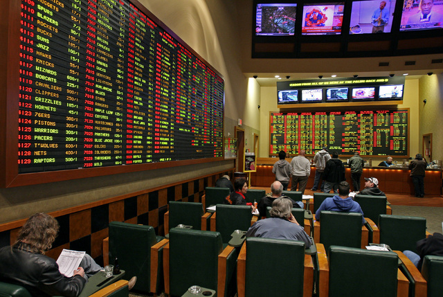 JOHN GURZINSKI/LAS VEGAS REVIEW-JOURNAL
The race and sports book at the Palms hotel-casino Thursday, Feb. 3, 2011.
