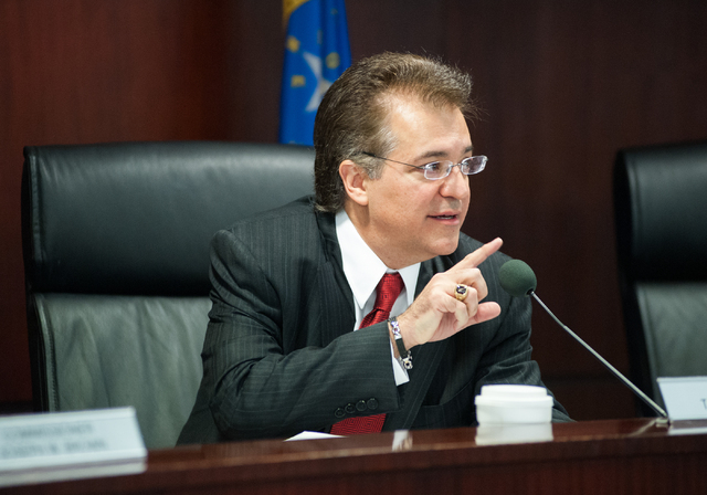 Nevada Gaming Commission Chairman Tony Alamo Jr. speaks during a Nevada Gaming Commission meeting at the Grant Sawyer State Building in Las Vegas on Thursday, July 24, 2014. The meeting was Alamo' ...