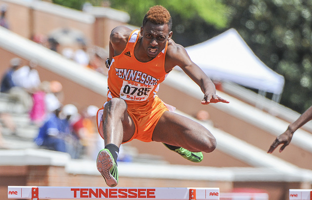 Terry Benson runs hurdles for the University of Tennessee. (Courtesy University of Tennesee)